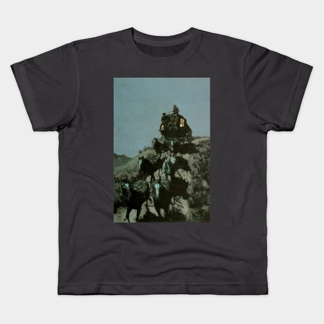 Old Stage Coach of the Plains by Frederic Remington Kids T-Shirt by MasterpieceCafe